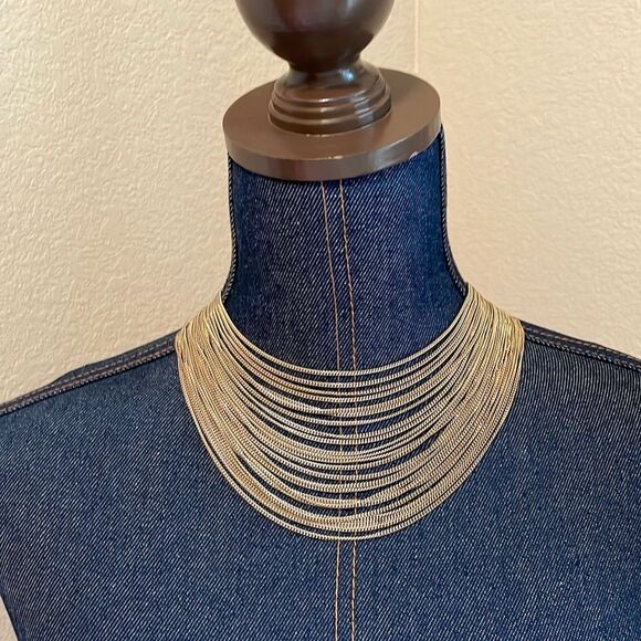 Vintage Gold Tone Multi Strand Layered Necklace - Picture 1 of 2
